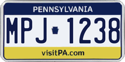 PA license plate MPJ1238