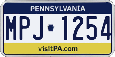 PA license plate MPJ1254