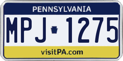 PA license plate MPJ1275