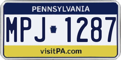 PA license plate MPJ1287