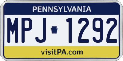 PA license plate MPJ1292