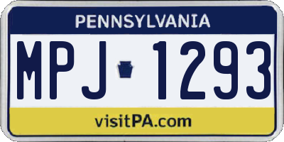 PA license plate MPJ1293
