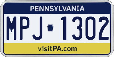 PA license plate MPJ1302