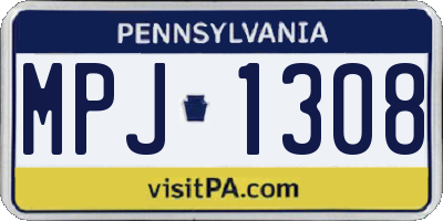 PA license plate MPJ1308