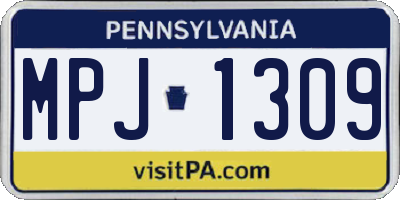 PA license plate MPJ1309