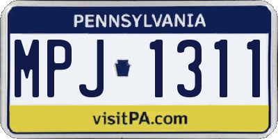 PA license plate MPJ1311