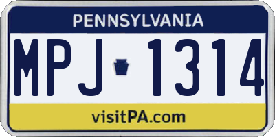 PA license plate MPJ1314