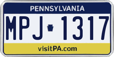 PA license plate MPJ1317