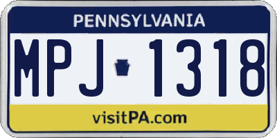 PA license plate MPJ1318