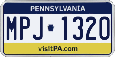 PA license plate MPJ1320
