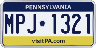 PA license plate MPJ1321
