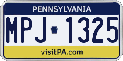 PA license plate MPJ1325