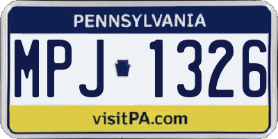 PA license plate MPJ1326