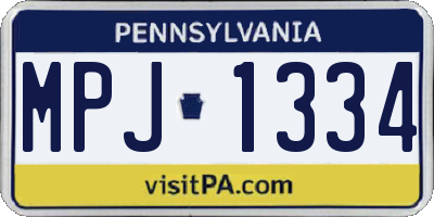 PA license plate MPJ1334