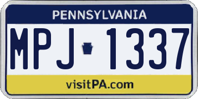 PA license plate MPJ1337
