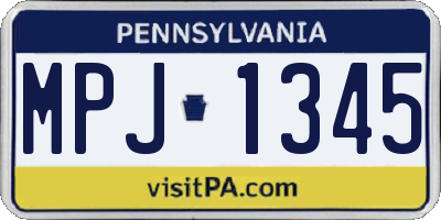 PA license plate MPJ1345