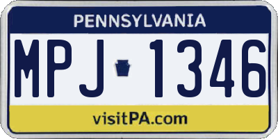 PA license plate MPJ1346