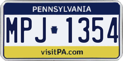 PA license plate MPJ1354