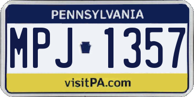 PA license plate MPJ1357