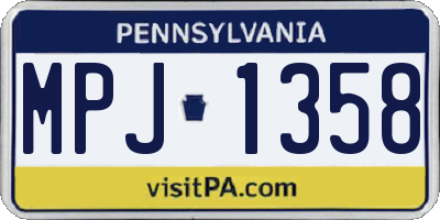 PA license plate MPJ1358