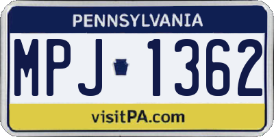 PA license plate MPJ1362