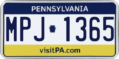 PA license plate MPJ1365