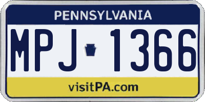 PA license plate MPJ1366