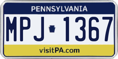 PA license plate MPJ1367