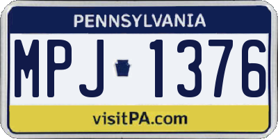 PA license plate MPJ1376