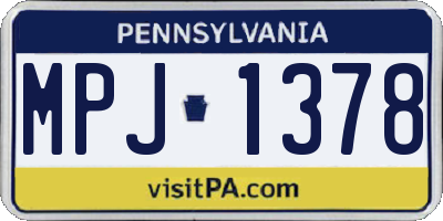 PA license plate MPJ1378