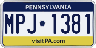 PA license plate MPJ1381