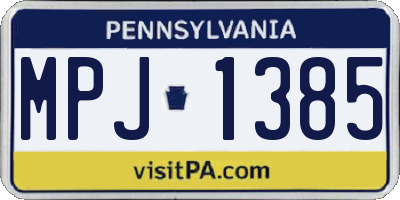 PA license plate MPJ1385