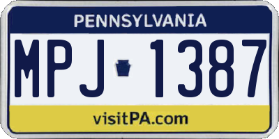 PA license plate MPJ1387