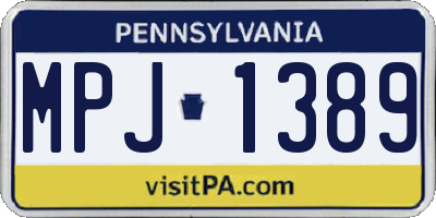 PA license plate MPJ1389