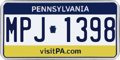 PA license plate MPJ1398
