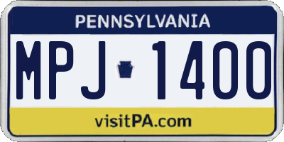 PA license plate MPJ1400