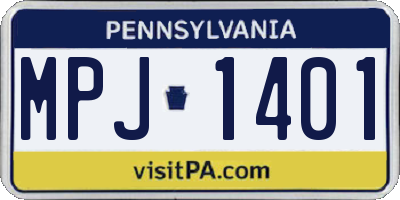 PA license plate MPJ1401