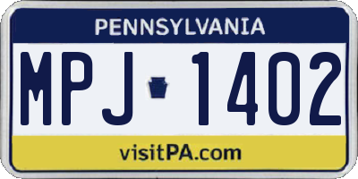 PA license plate MPJ1402