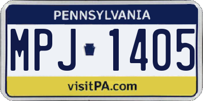 PA license plate MPJ1405