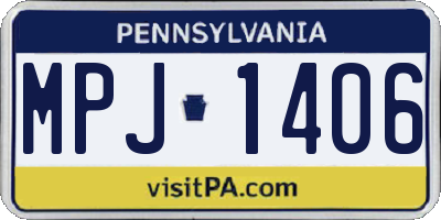 PA license plate MPJ1406