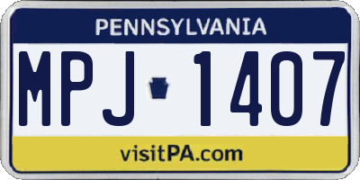 PA license plate MPJ1407