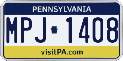 PA license plate MPJ1408