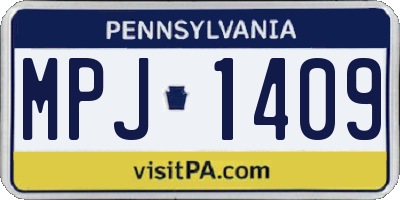 PA license plate MPJ1409