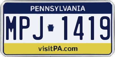 PA license plate MPJ1419
