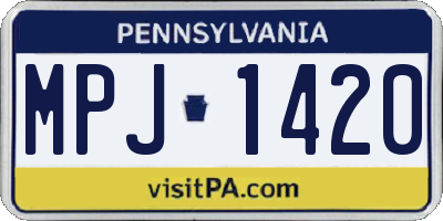 PA license plate MPJ1420