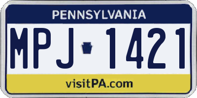 PA license plate MPJ1421