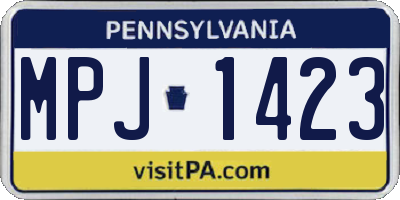 PA license plate MPJ1423