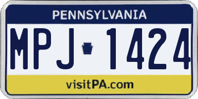 PA license plate MPJ1424