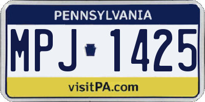 PA license plate MPJ1425
