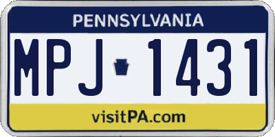 PA license plate MPJ1431